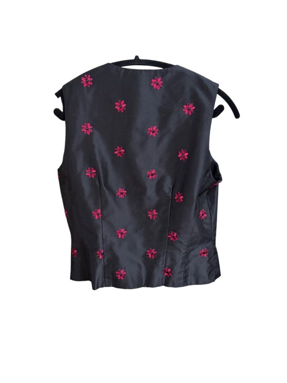 Sony Studios Costume Dept Carlisle Black Silk Floral Embroidered Button-Front Sl - Picture 3 of 4